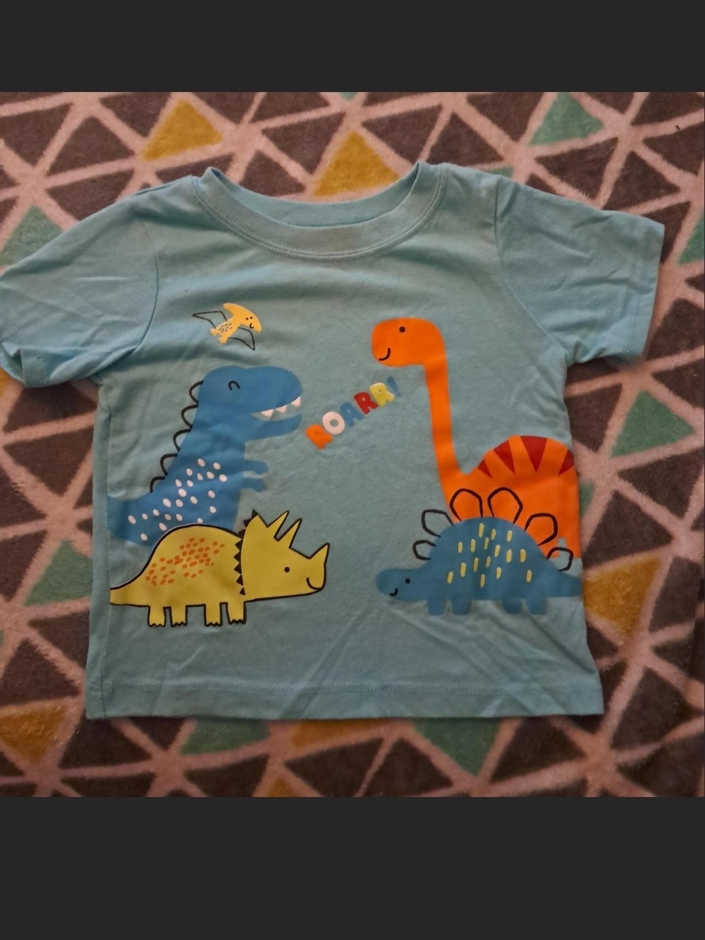 Garanimals Light Aqua Dinosaur Graphic Tee with Orange and Yellow